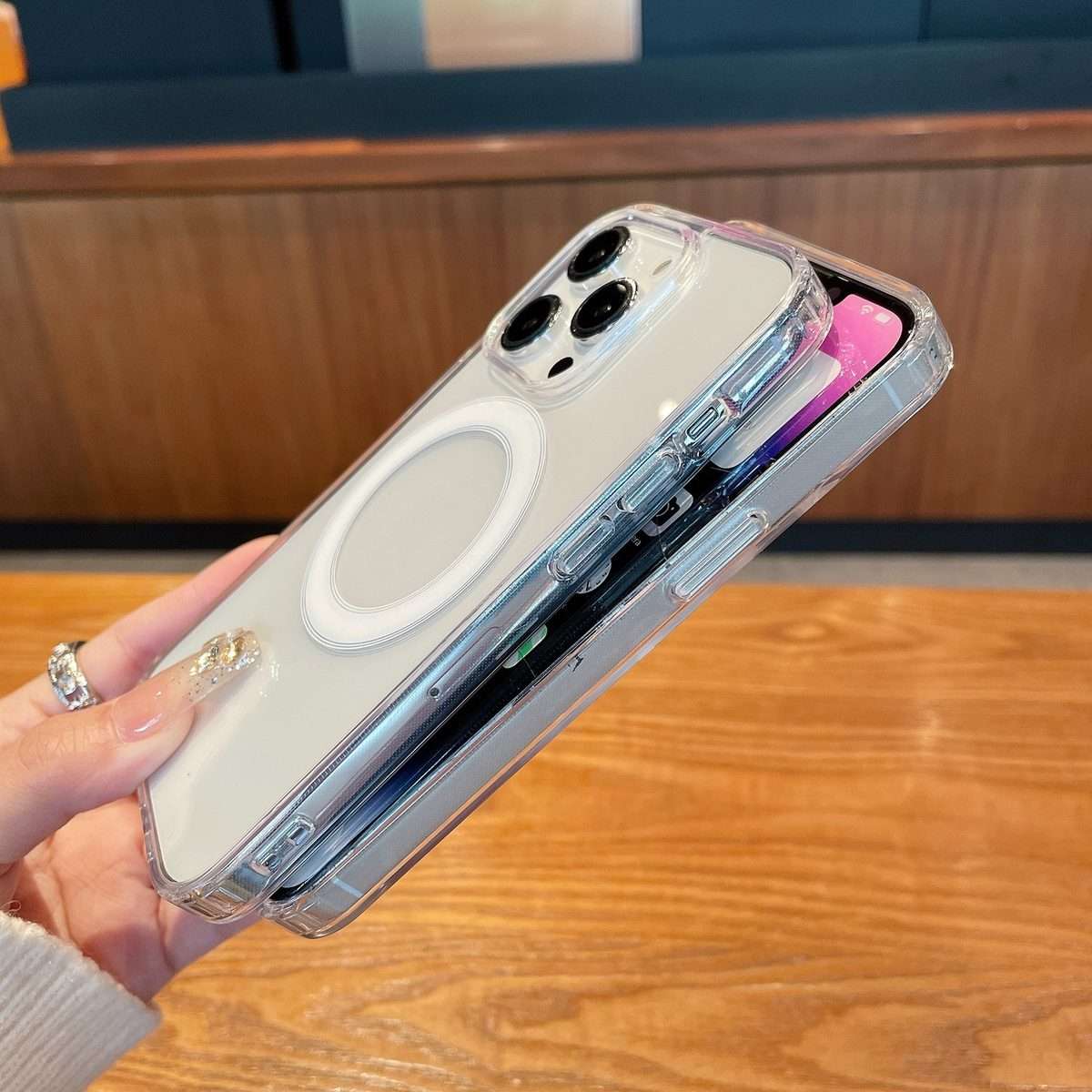 For iPhone 16 Pro Clear Acrylic TPU MagSafe Phone Case(Transparent)