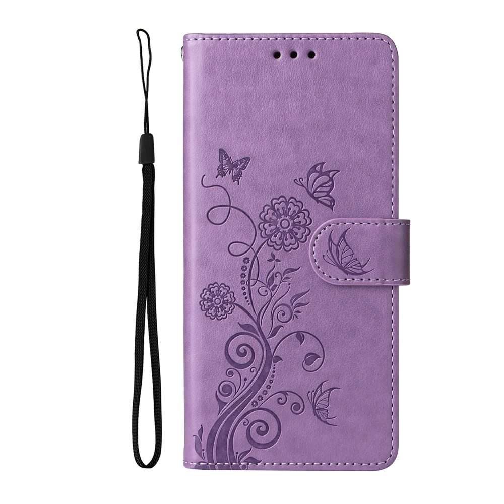 For Redmi Note 14 Pro 5G / Note 14 Pro+ 5G Embossed Butterfly Flowers Leather Phone Case(Purple)