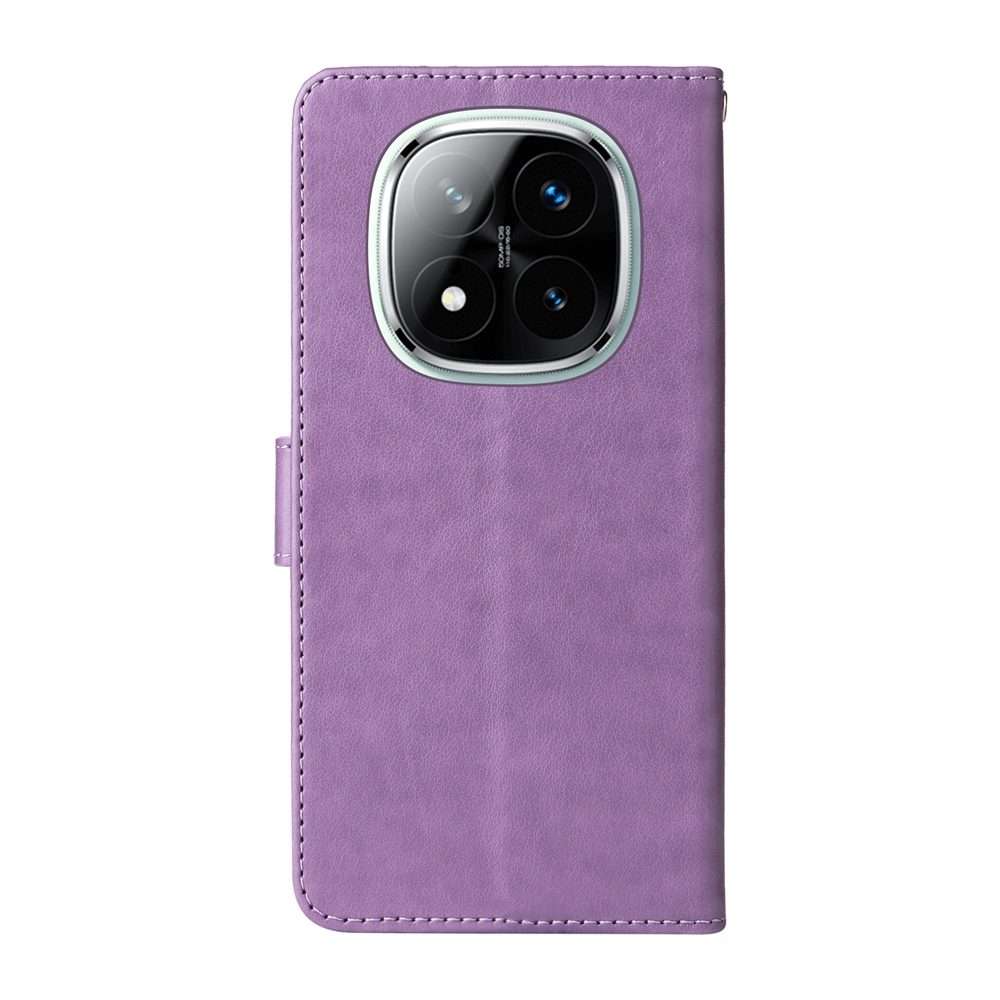 For Redmi Note 14 Pro 5G / Note 14 Pro+ 5G Embossed Butterfly Flowers Leather Phone Case(Purple)