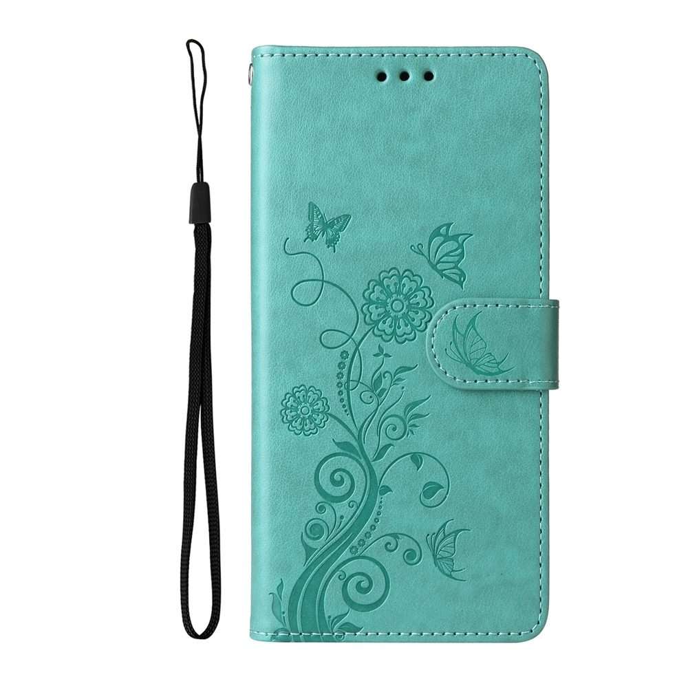 For Redmi Note 14 Pro 5G / Note 14 Pro+ 5G Embossed Butterfly Flowers Leather Phone Case(Green)