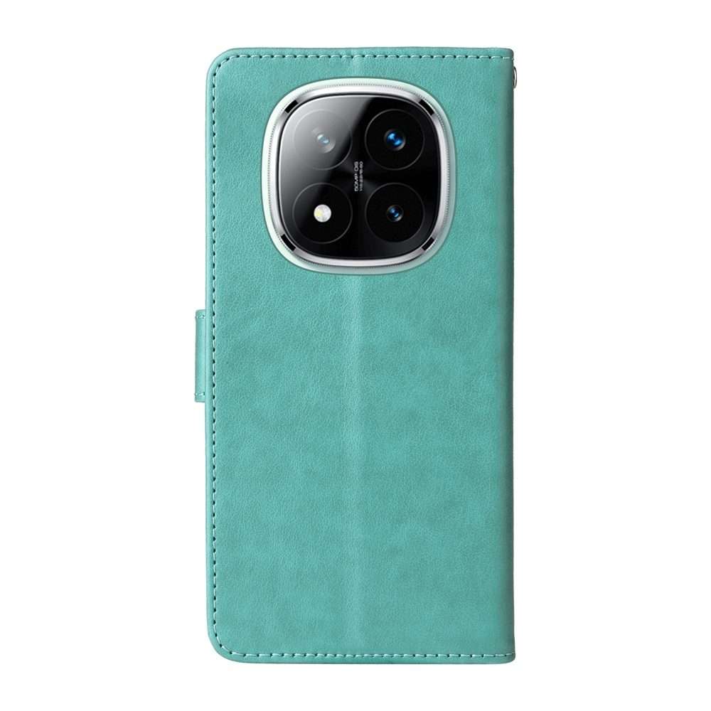 For Redmi Note 14 Pro 5G / Note 14 Pro+ 5G Embossed Butterfly Flowers Leather Phone Case(Green)