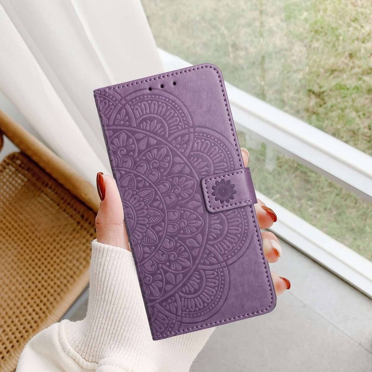 For Redmi Note 14 Pro+ 5G Flower Embossed Leather Phone Case(Purple)