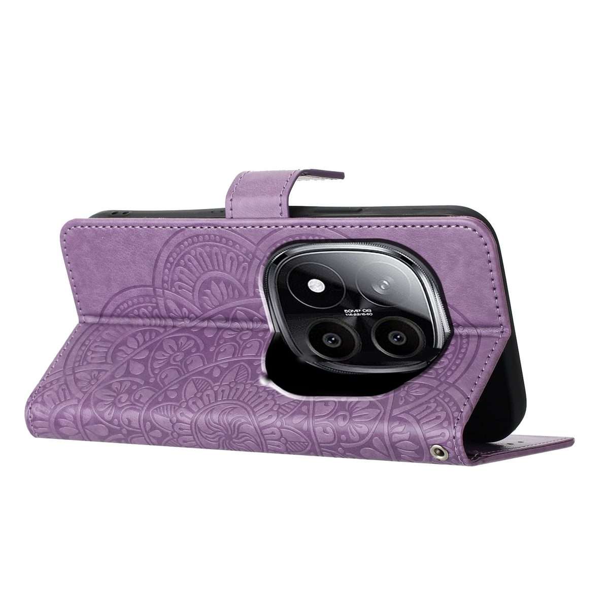 For Redmi Note 14 Pro+ 5G Flower Embossed Leather Phone Case(Purple)