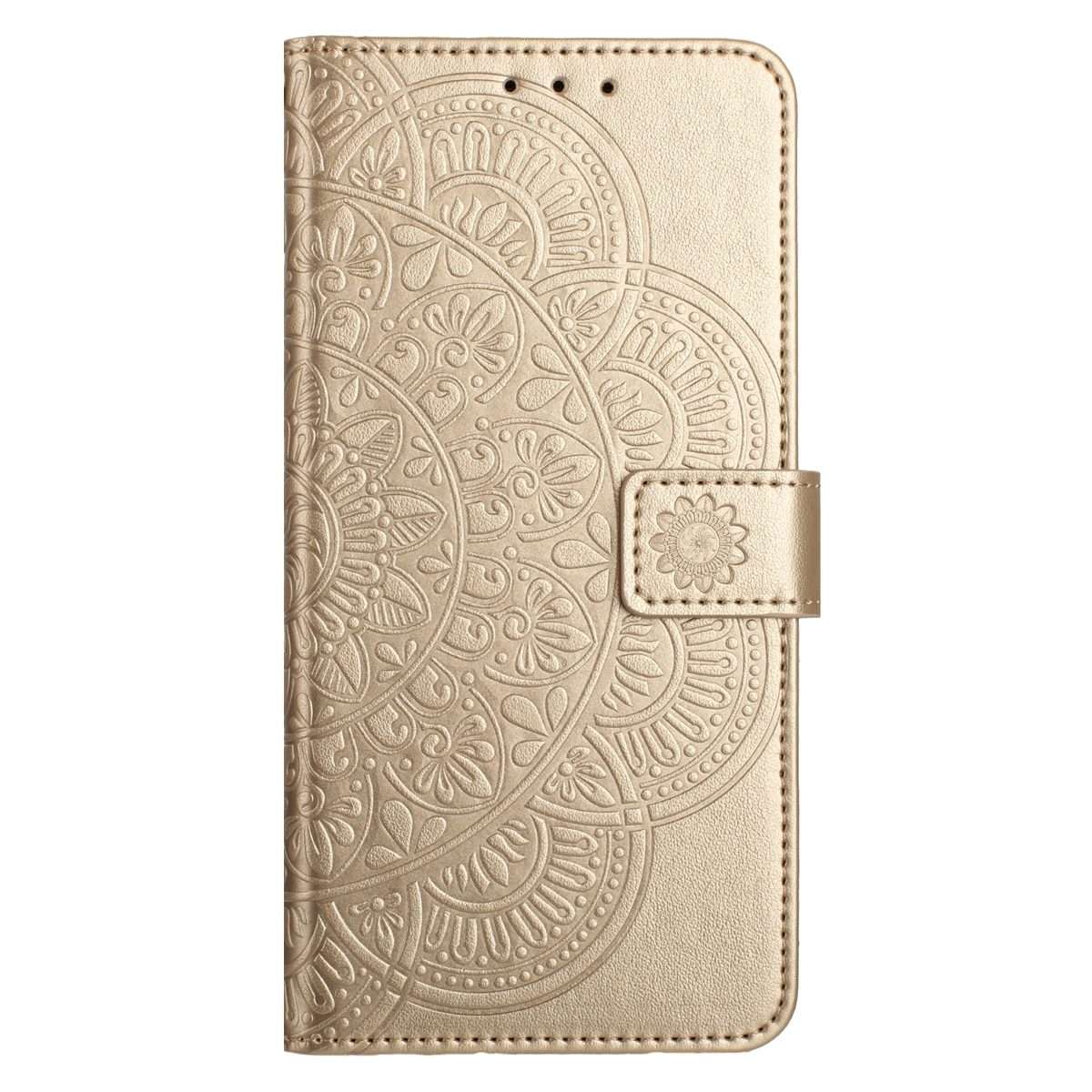 For Redmi Note 14 Pro+ 5G Flower Embossed Leather Phone Case(Gold)
