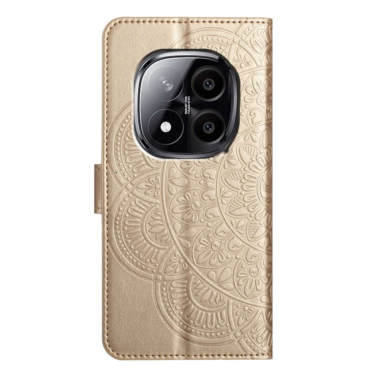 For Redmi Note 14 Pro+ 5G Flower Embossed Leather Phone Case(Gold)