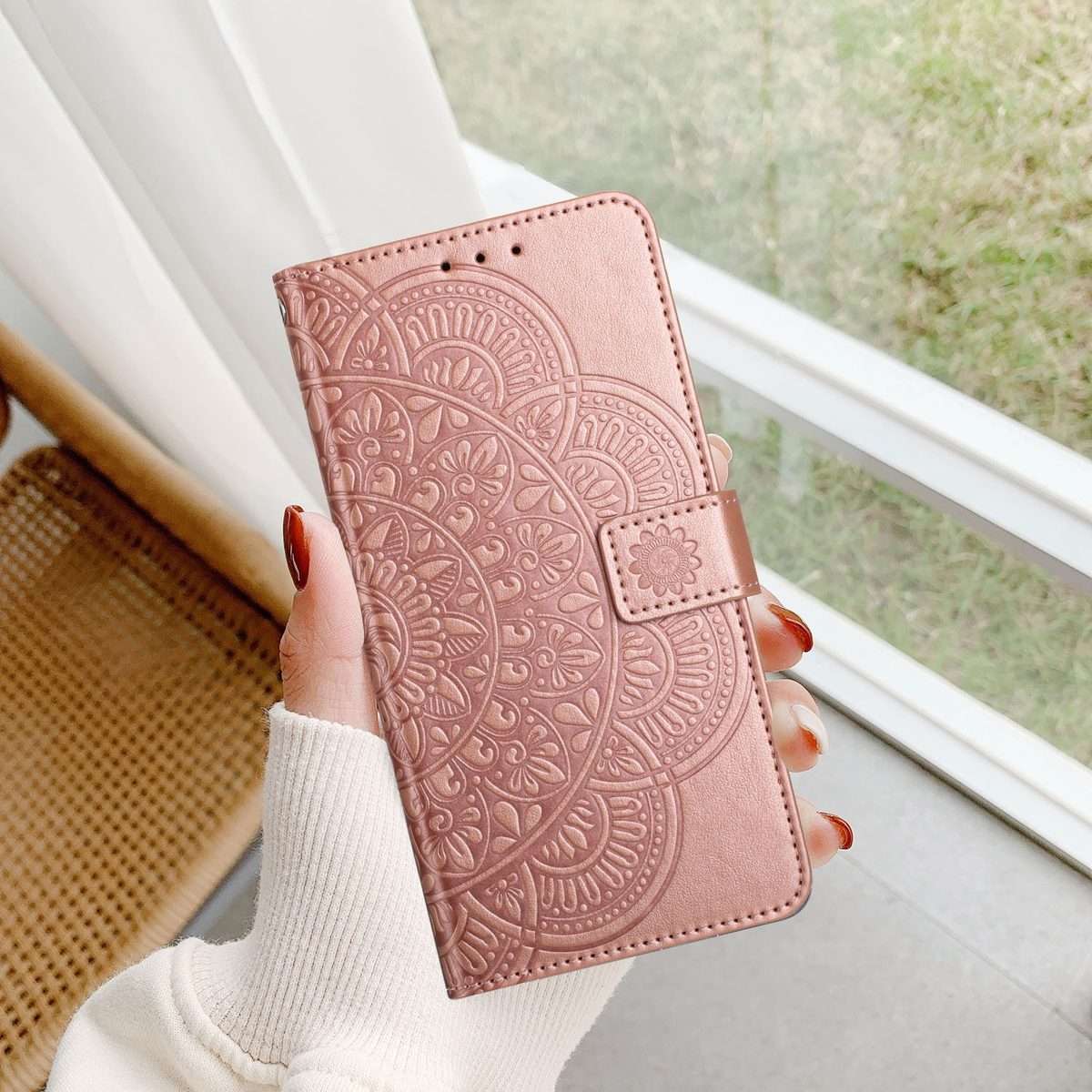 For Redmi Note 14 Pro+ 5G Flower Embossed Leather Phone Case(Rose Gold)