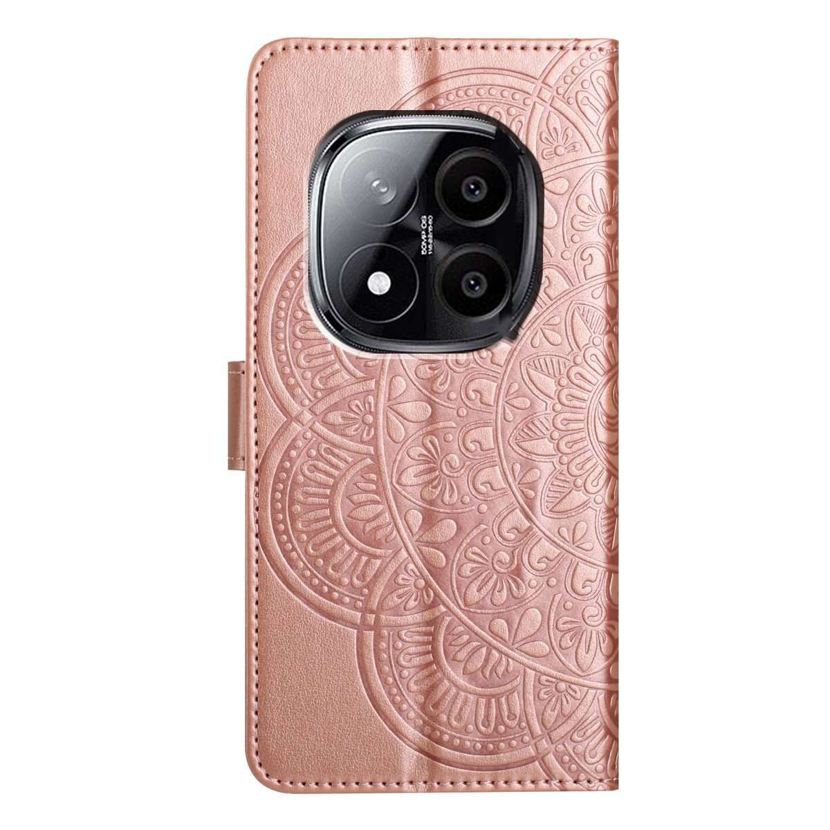 For Redmi Note 14 Pro+ 5G Flower Embossed Leather Phone Case(Rose Gold)