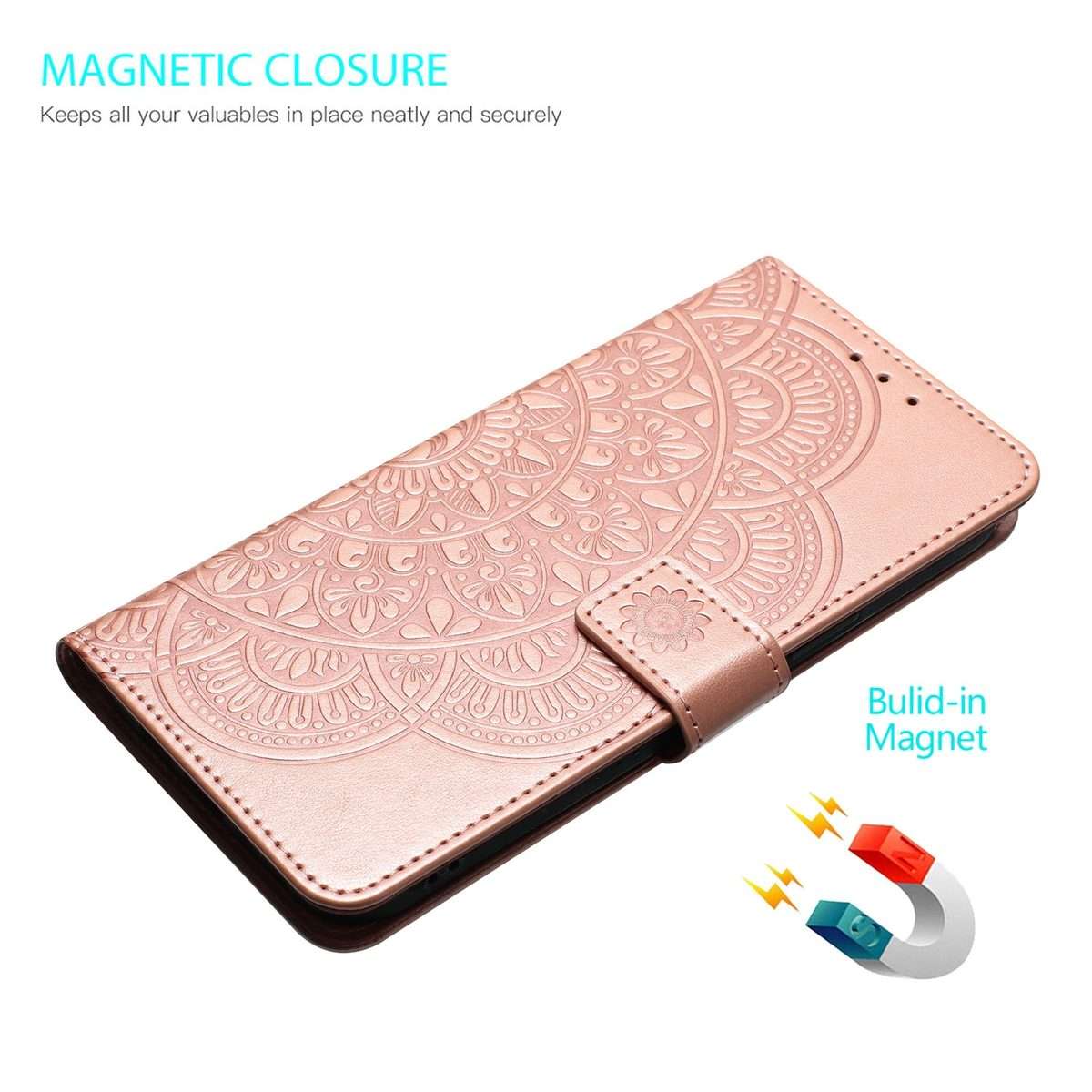 For Redmi Note 14 Pro+ 5G Flower Embossed Leather Phone Case(Rose Gold)