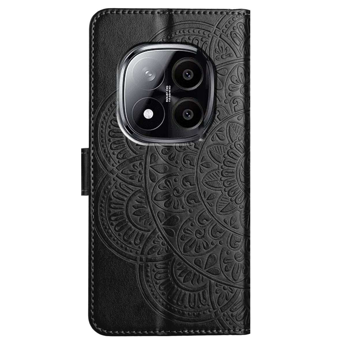 For Redmi Note 14 Pro+ 5G Flower Embossed Leather Phone Case(Black)