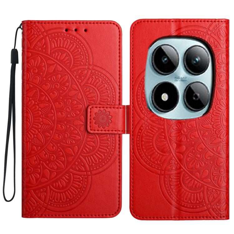 For Redmi Note 15 Pro+ 5G Global 163.3mm Flower Embossed Leather Phone Case(Red)