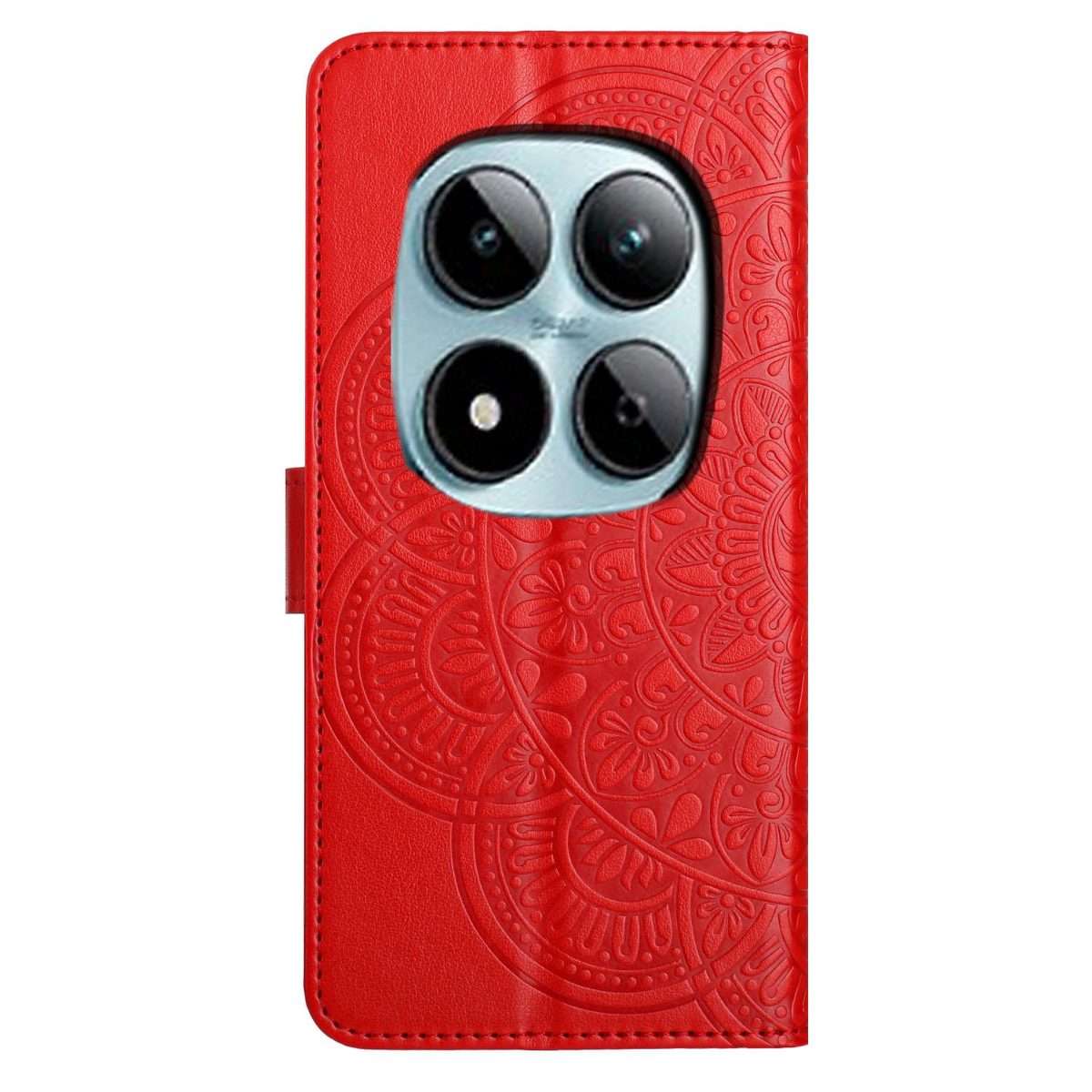 For Redmi Note 15 Pro+ 5G Global 163.3mm Flower Embossed Leather Phone Case(Red)