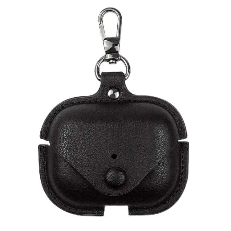 For AirPods Pro 3 Business Leather Earphone Protective Case with Hook(Black)