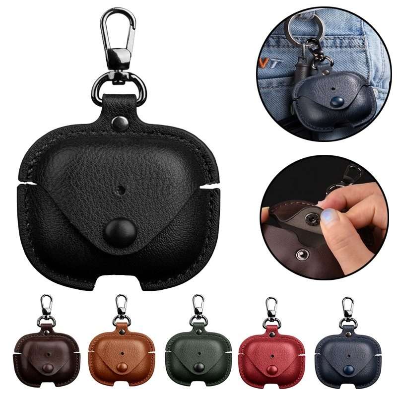 For AirPods Pro 3 Business Leather Earphone Protective Case with Hook(Black)