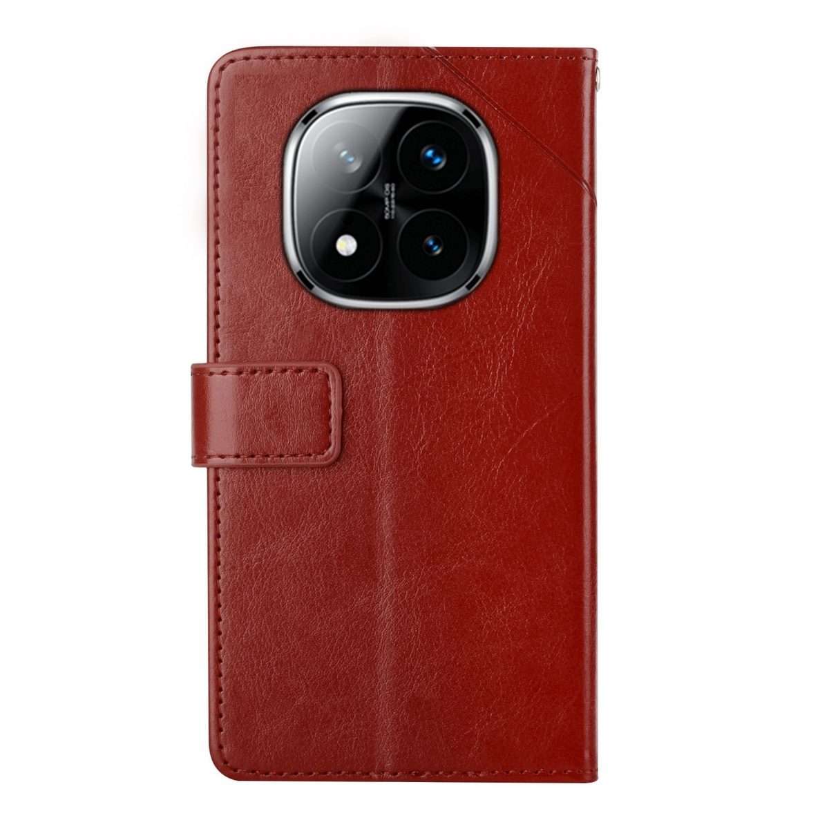 For Redmi Note 14 Pro+ 5G Y-shaped Pattern Flip Leather Phone Case(Brown)