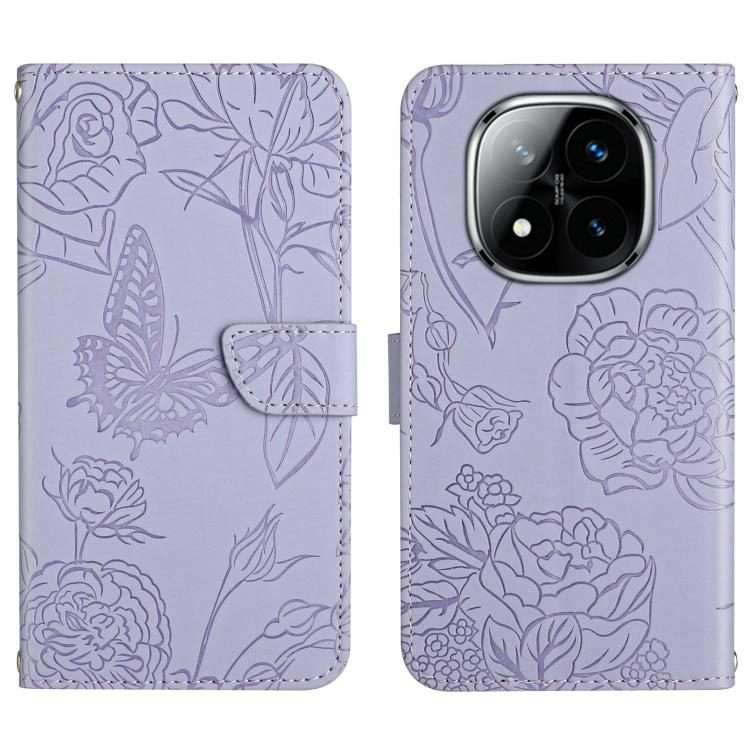 For Redmi Note 14 Pro 4G Skin Feel Butterfly Embossed Flip Leather Phone Case(Purple)