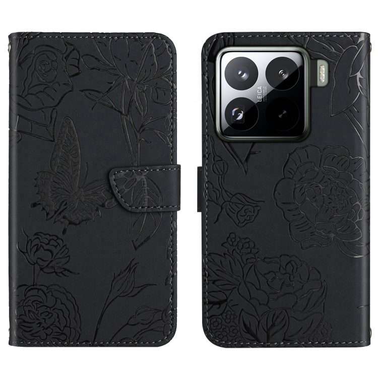 For Xiaomi 15 Pro Skin Feel Butterfly Embossed Flip Leather Phone Case(Black)
