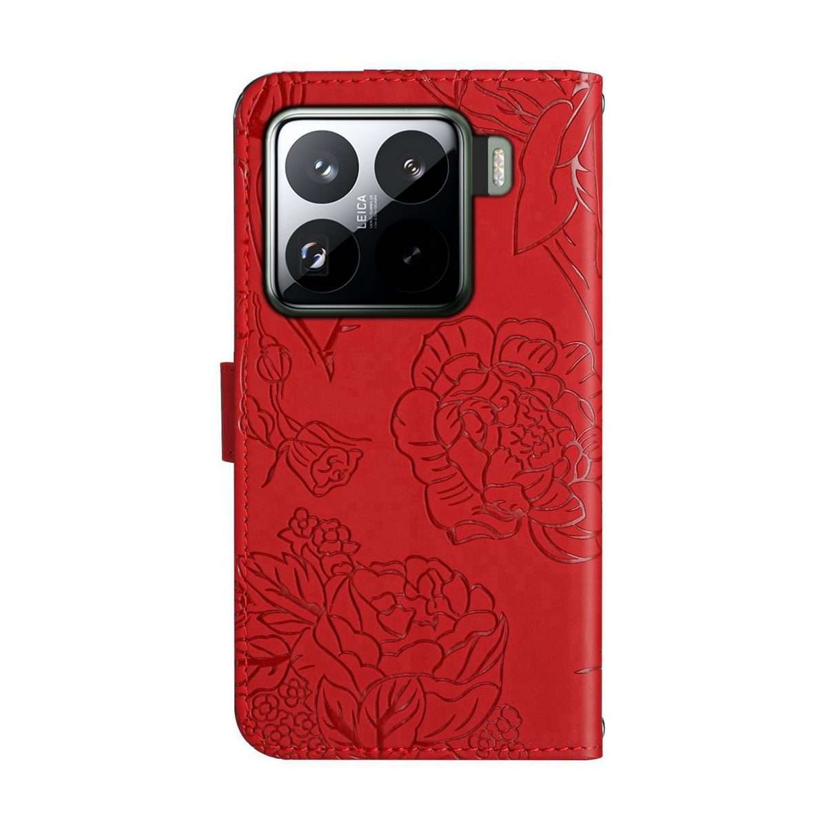 For Xiaomi 15 Pro Skin Feel Butterfly Embossed Flip Leather Phone Case(Red)