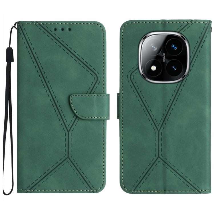 For Redmi Note 14 Pro 4G Stitching Embossed Leather Phone Case(Green)