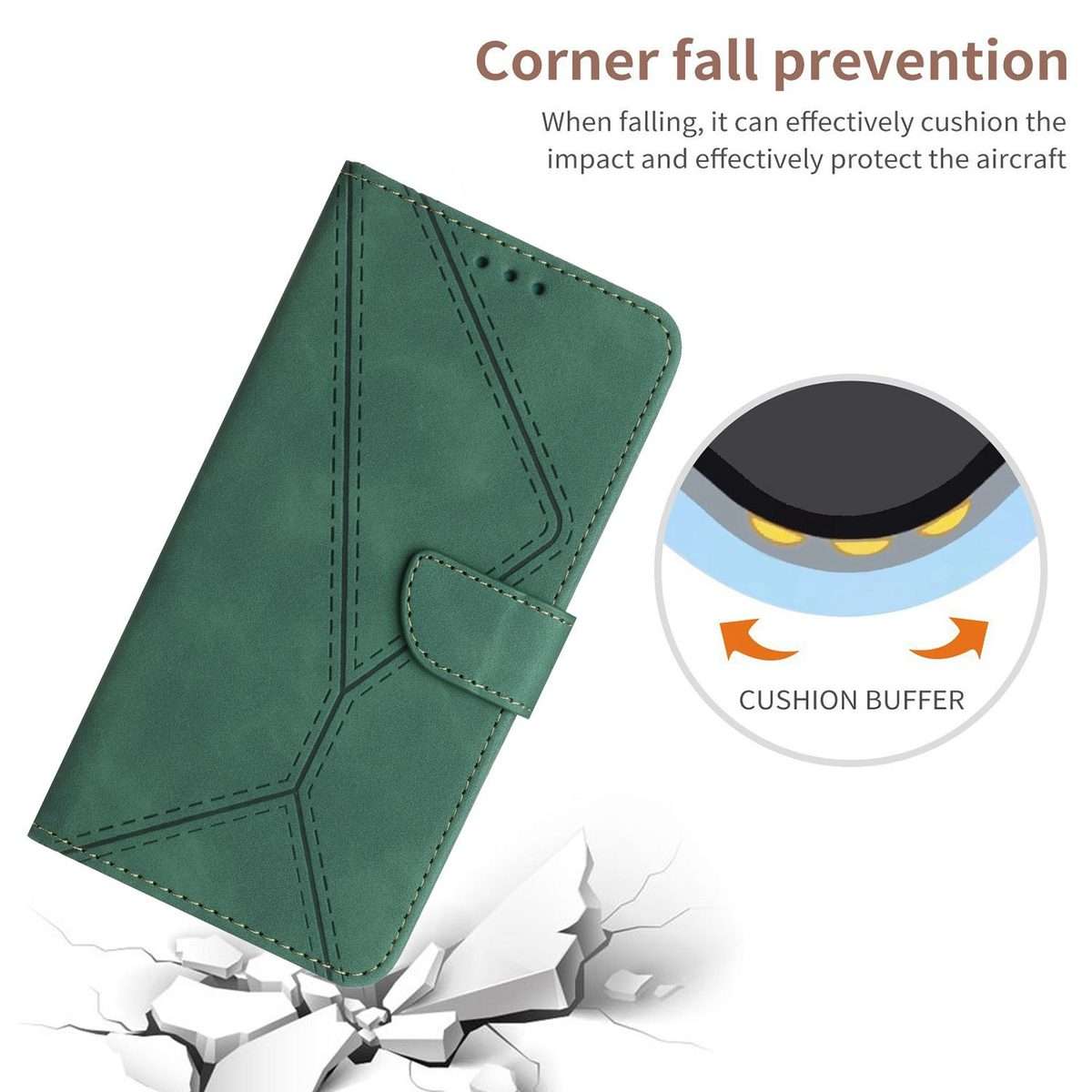 For Redmi Note 14 Pro 4G Stitching Embossed Leather Phone Case(Green)