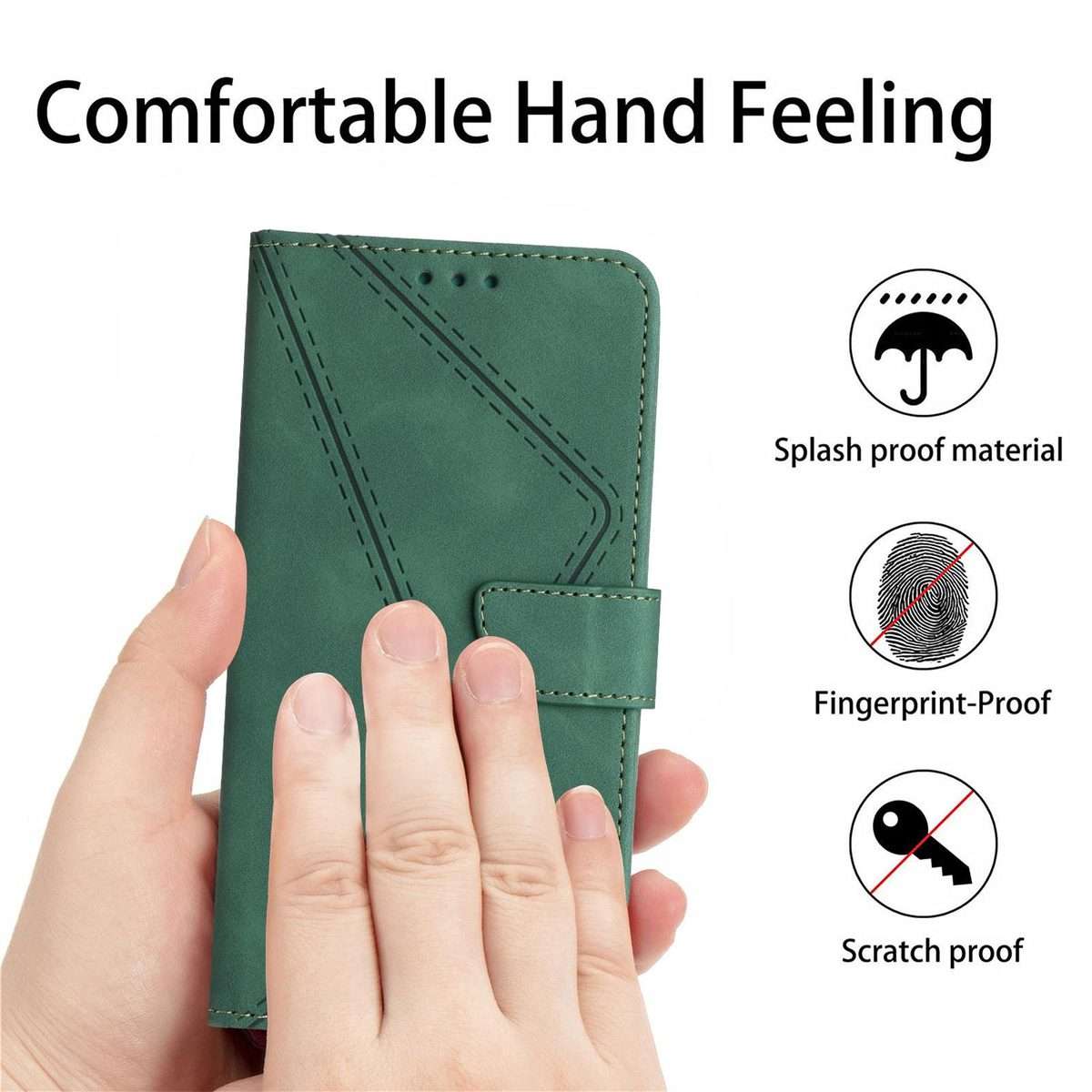 For Redmi Note 14 Pro 4G Stitching Embossed Leather Phone Case(Green)