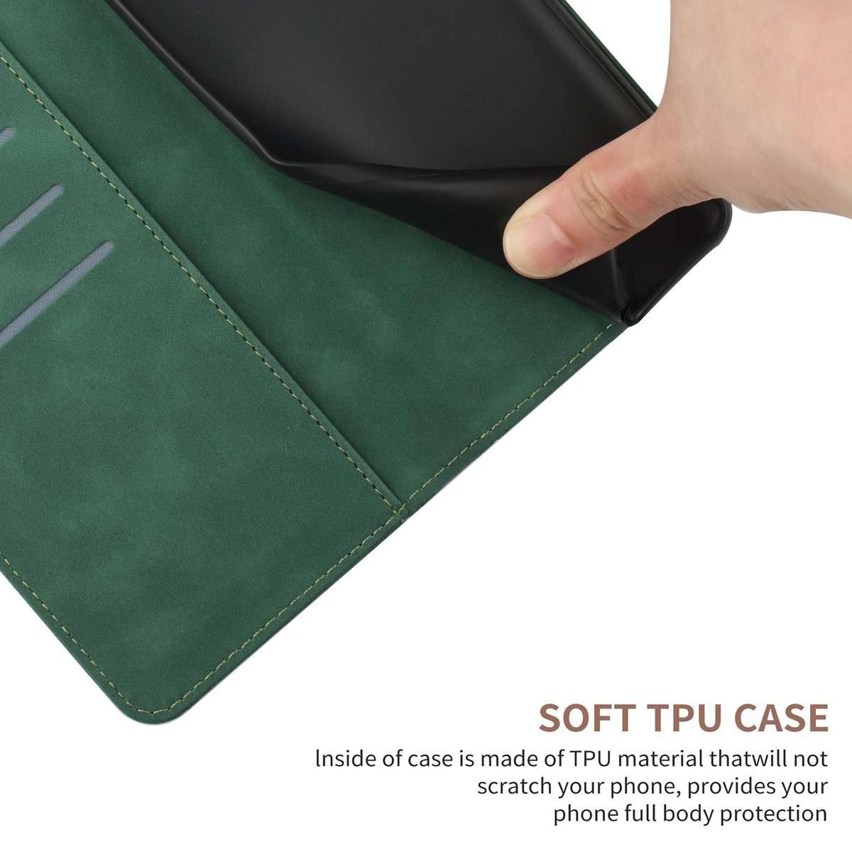 For Redmi Note 14 Pro 4G Stitching Embossed Leather Phone Case(Green)