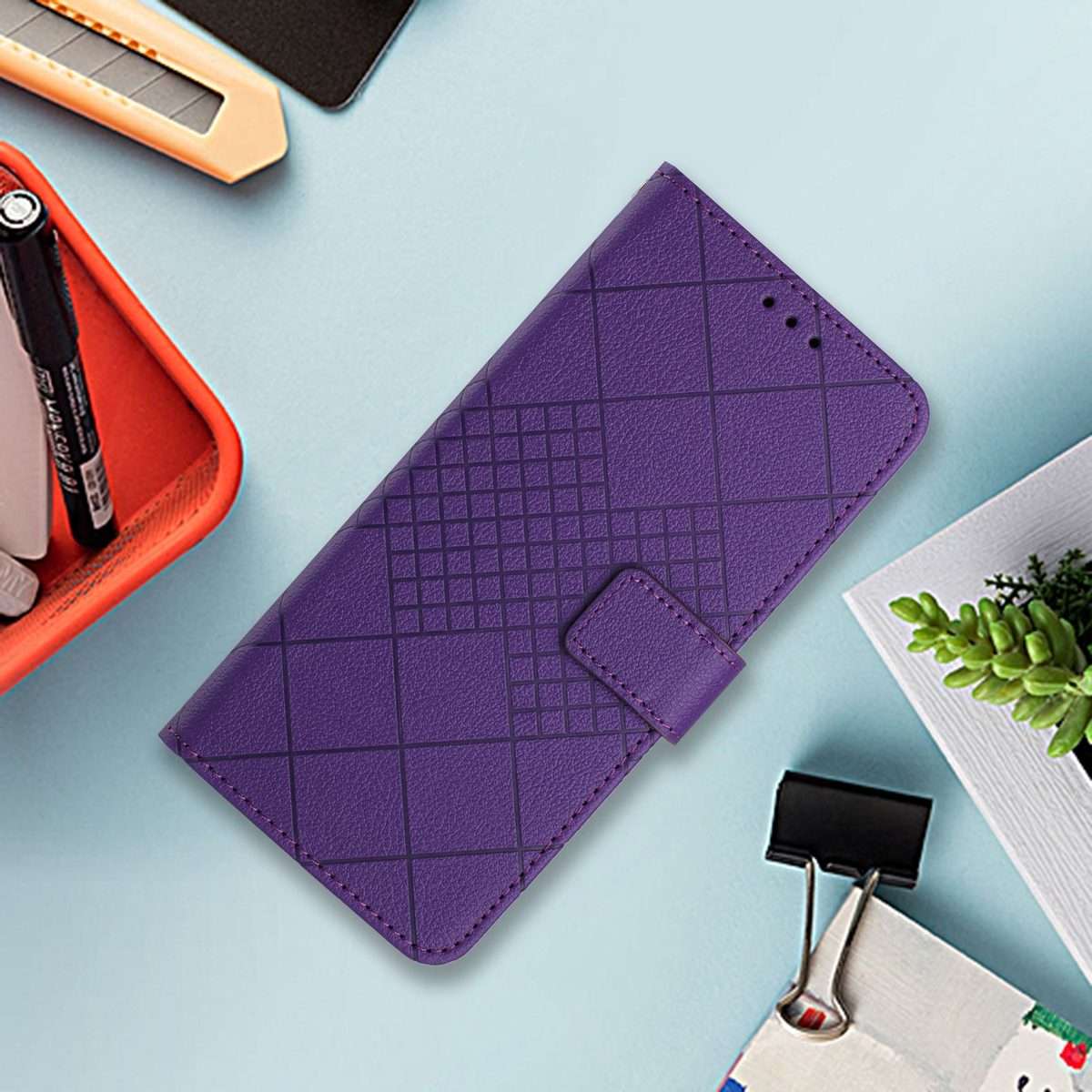 For Redmi Note 14 Pro+ 5G Rhombic Grid Texture Leather Phone Case(Purple)