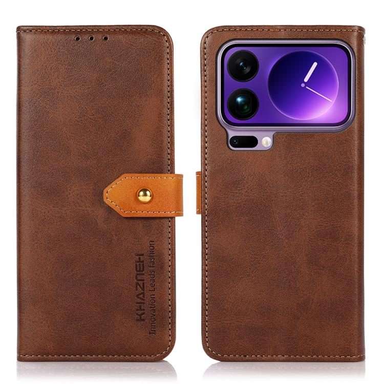 For Xiaomi 17 Pro KHAZNEH Cowhide Texture Flip Leather Phone Case(Brown)
