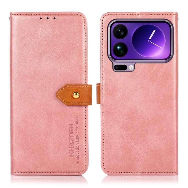 For Xiaomi 17 Pro KHAZNEH Cowhide Texture Flip Leather Phone Case(Rose Gold)