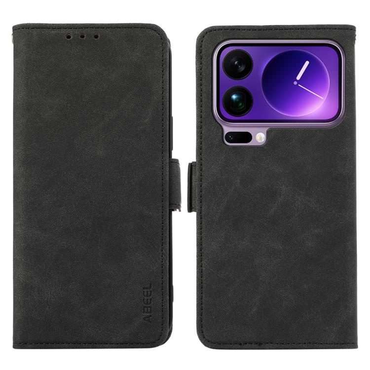 For Xiaomi 17 Pro ABEEL Frosted Magnetic RFID Leather Phone Case(Black)