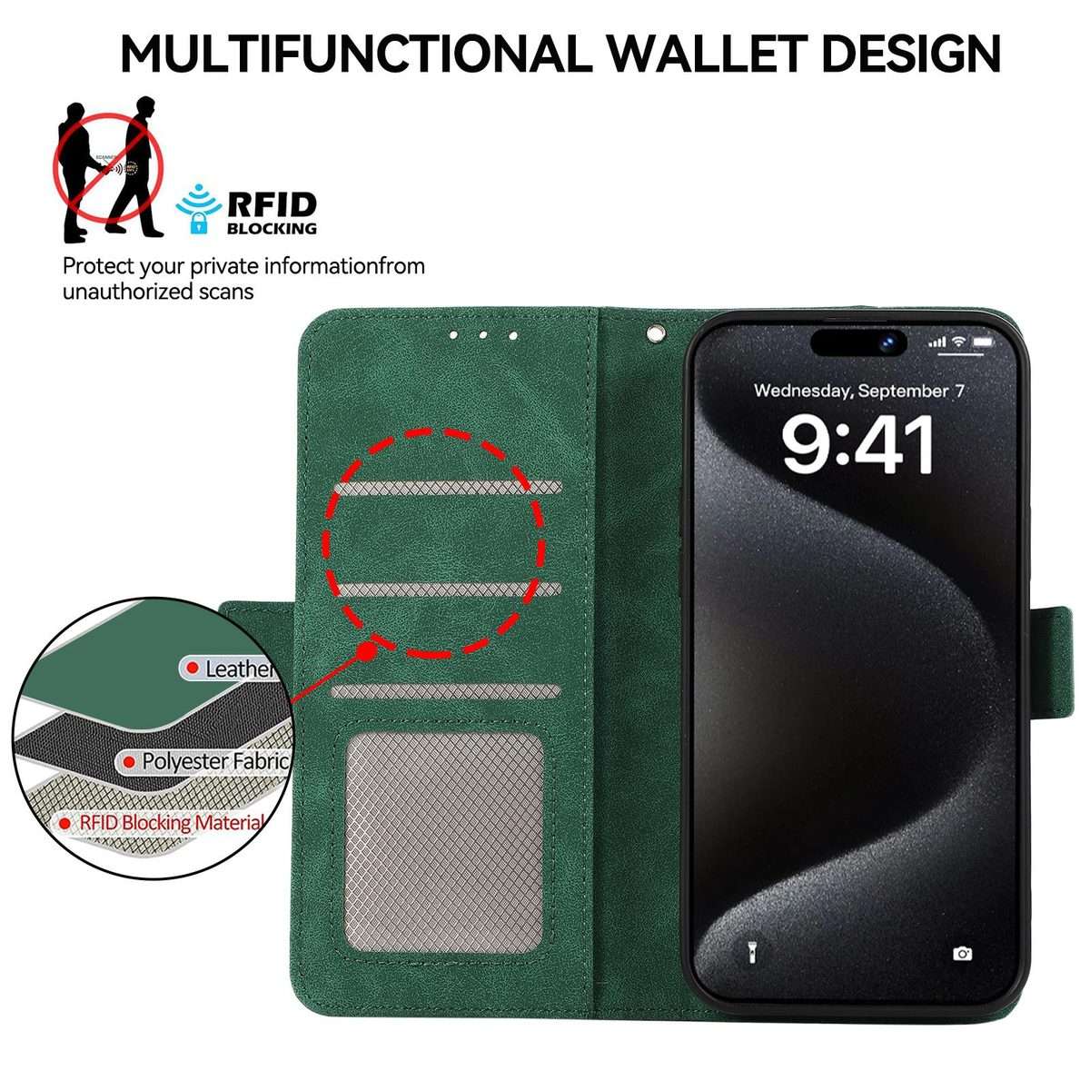 For Xiaomi 17 Pro ABEEL Frosted Magnetic RFID Leather Phone Case(Green)