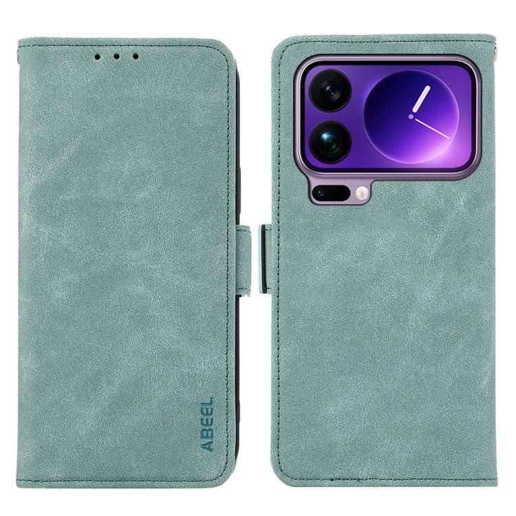 For Xiaomi 17 Pro ABEEL Frosted Magnetic RFID Leather Phone Case(Cyan)