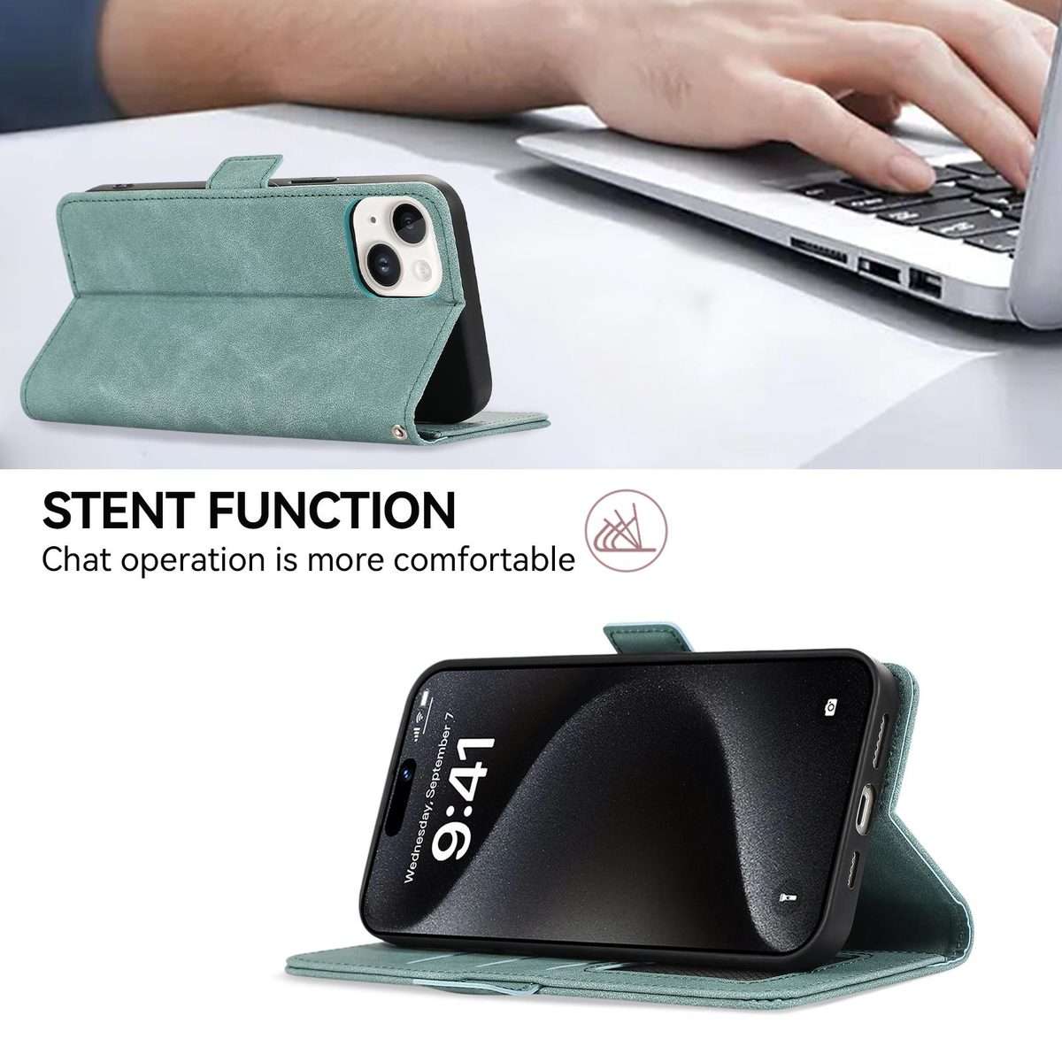 For Xiaomi 17 Pro ABEEL Frosted Magnetic RFID Leather Phone Case(Cyan)