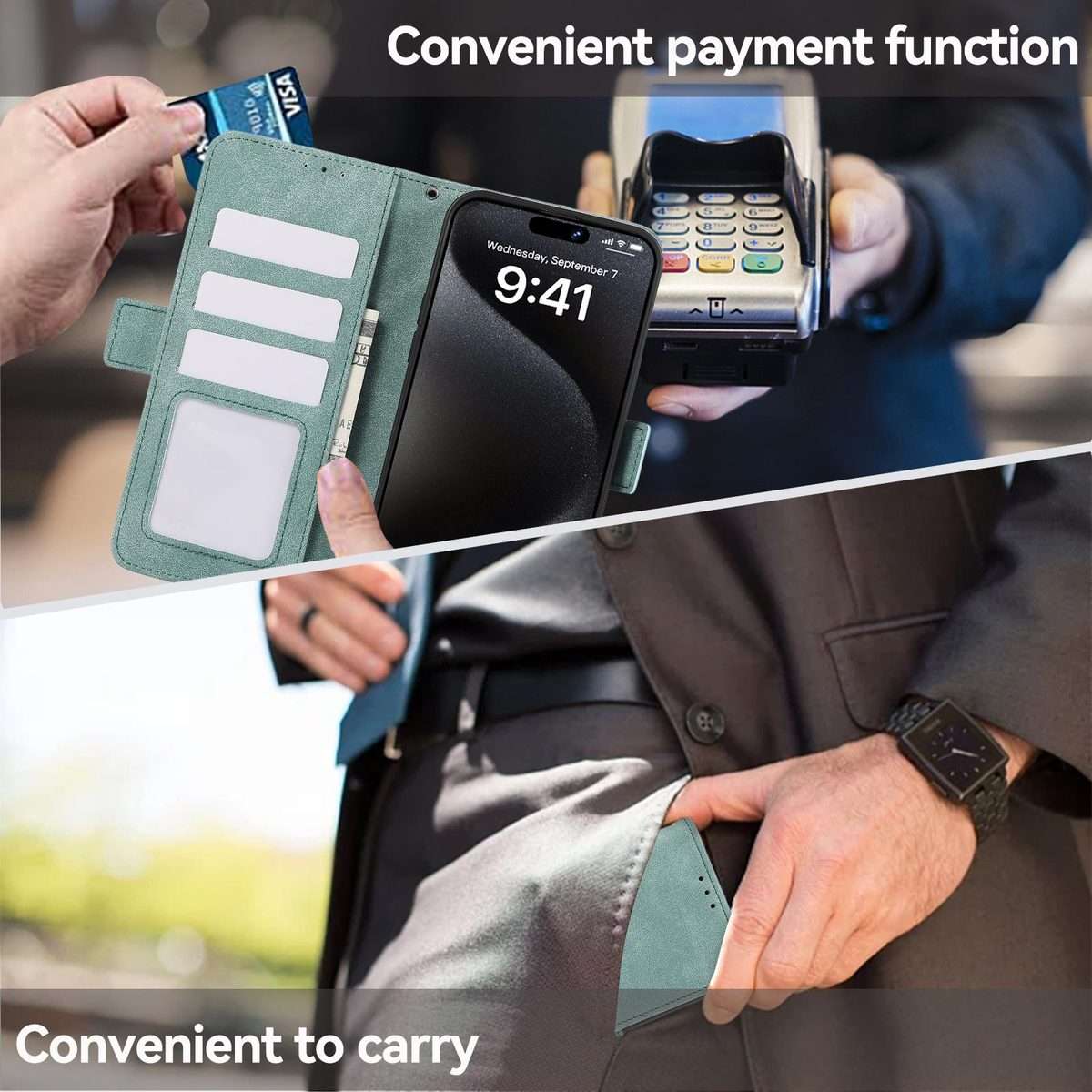 For Xiaomi 17 Pro ABEEL Frosted Magnetic RFID Leather Phone Case(Cyan)