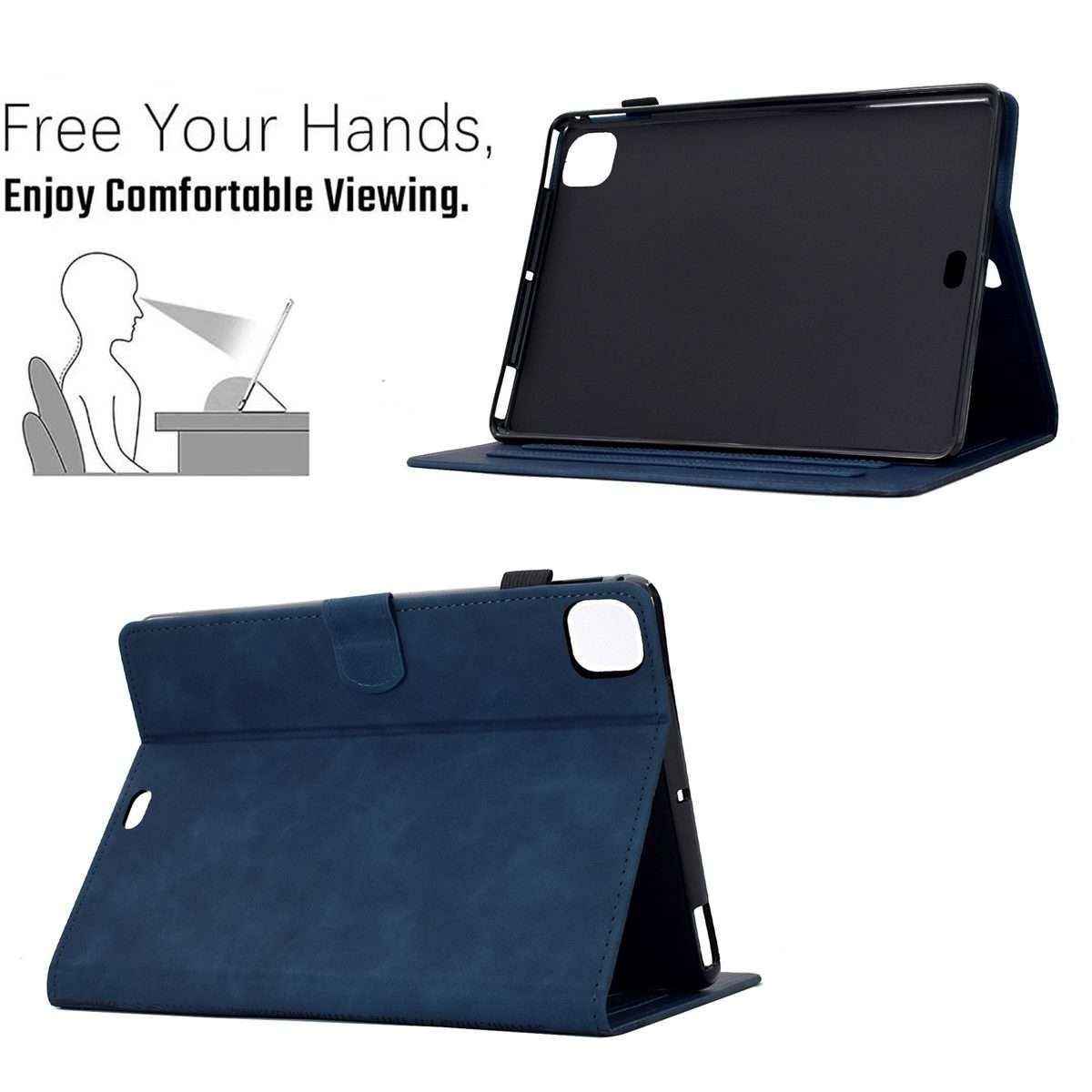 For iPad Pro 11 2025 / 2024 Cats Embossed Leather Smart Tablet Case(Dark Blue)