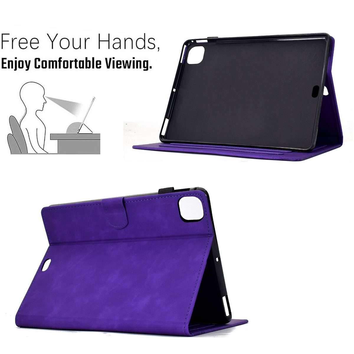 For iPad Pro 11 2025 / 2024 Cats Embossed Leather Smart Tablet Case(Purple)
