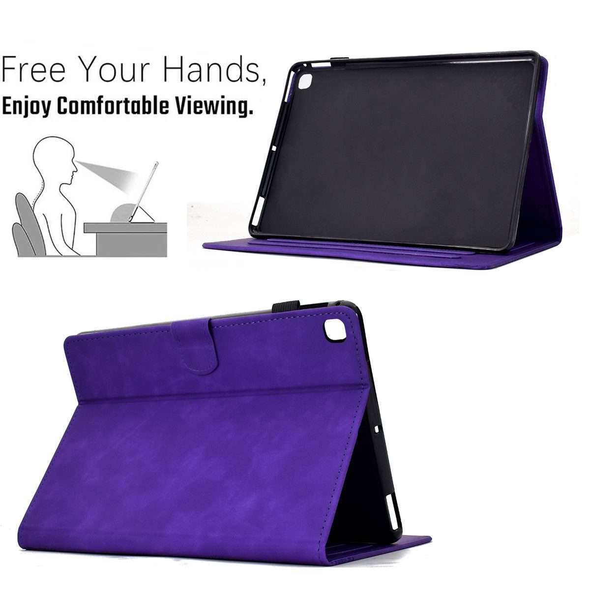 For iPad 10.2 2021 / 2020 / 10.5 2019 Cats Embossed Leather Smart Tablet Case(Purple)