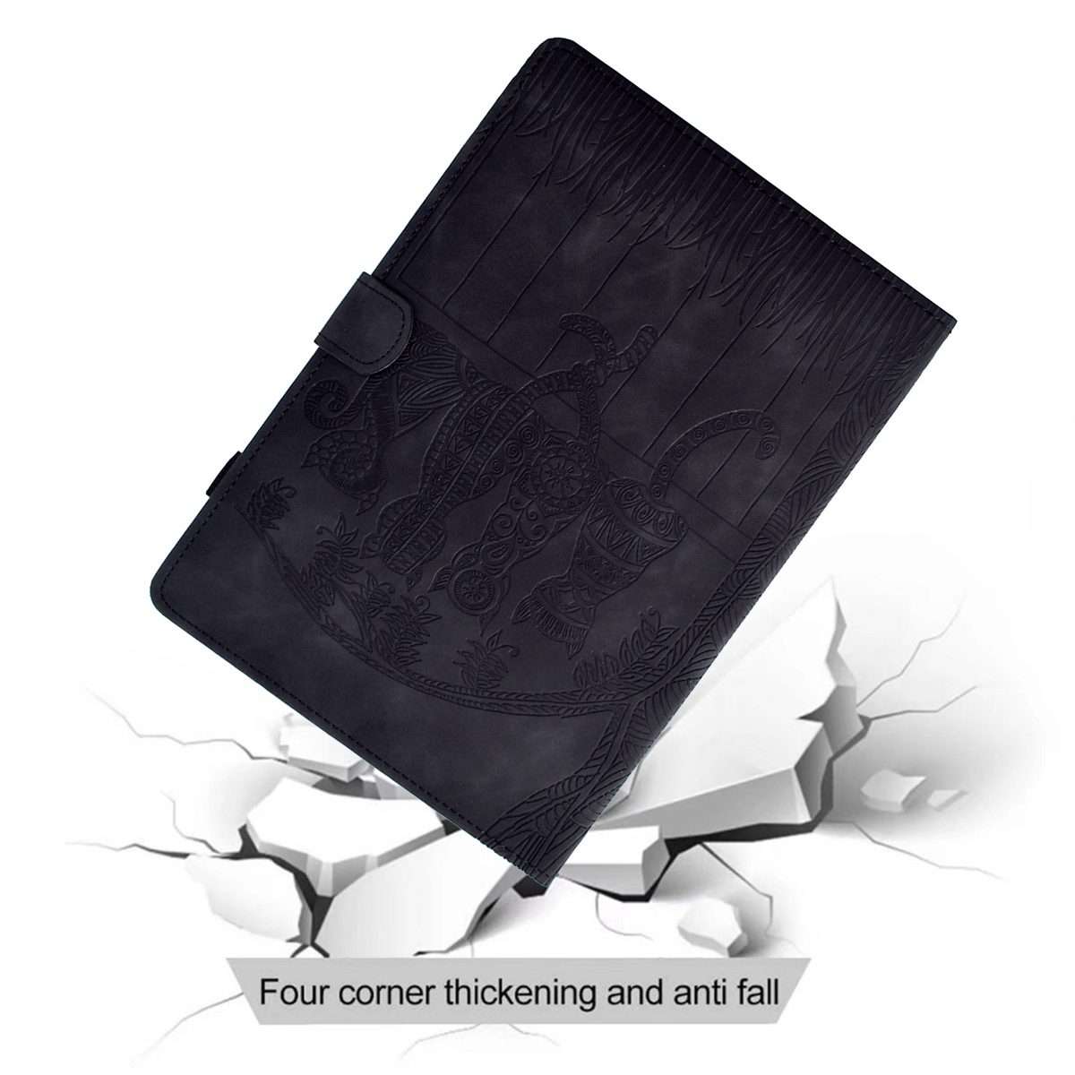 For iPad mini 6 / mini 2024 Cats Embossed Leather Smart Tablet Case(Black)