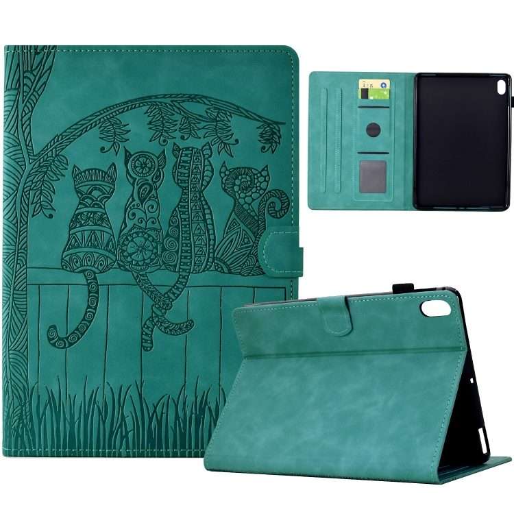 For iPad mini 6 / mini 2024 Cats Embossed Leather Smart Tablet Case(Light Blue)