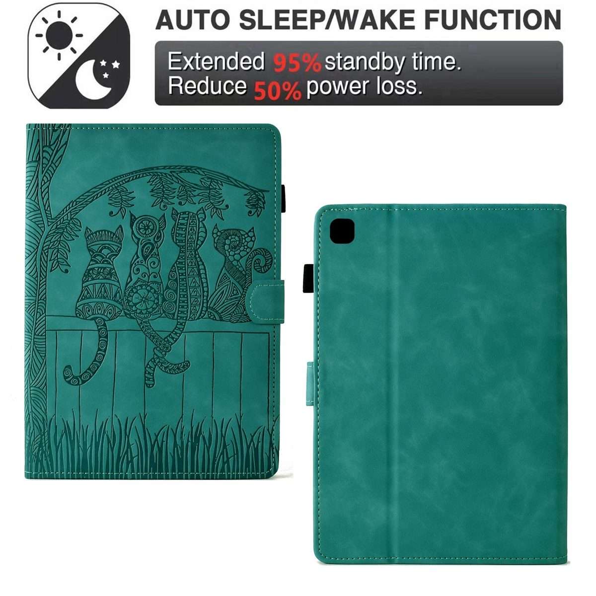 For iPad mini 6 / mini 2024 Cats Embossed Leather Smart Tablet Case(Light Blue)