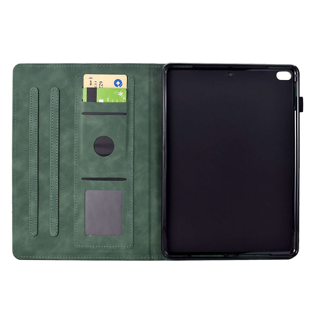 For iPad mini 5 / 4 / 3 / 2 / 1 Cats Embossed Leather Smart Tablet Case(Green)