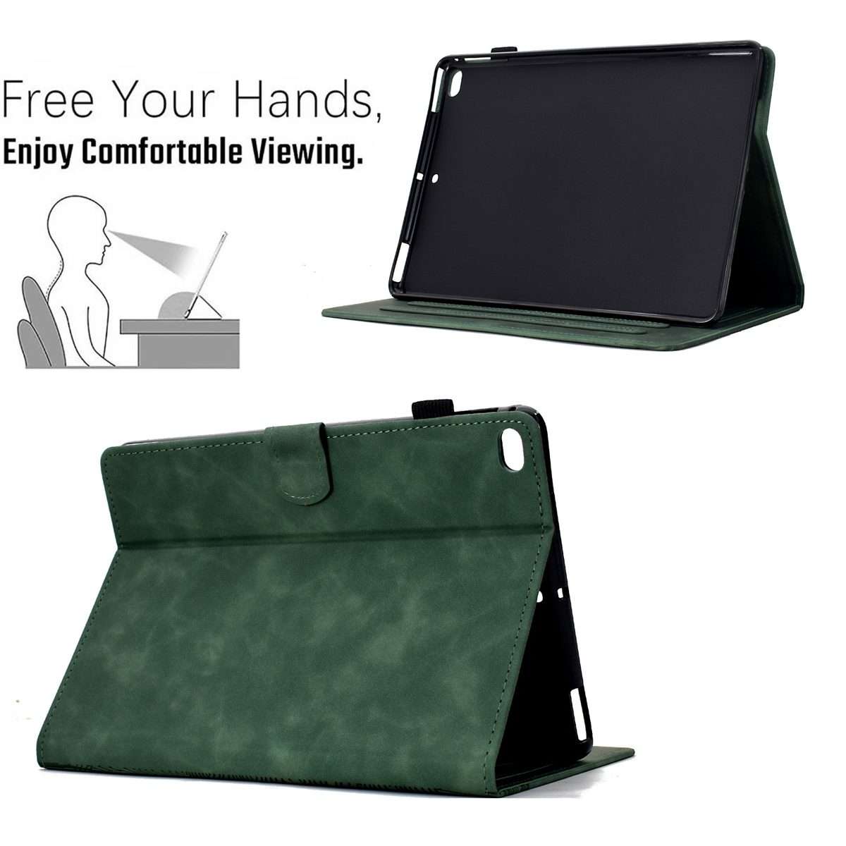For iPad mini 5 / 4 / 3 / 2 / 1 Cats Embossed Leather Smart Tablet Case(Green)