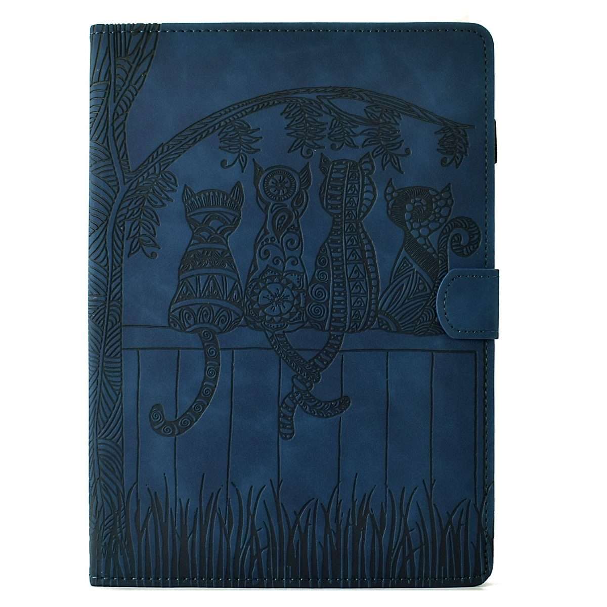 For Samsung Galaxy Tab A 10.1 2019 T510 Cats Embossed Leather Tablet Case(Dark Blue)