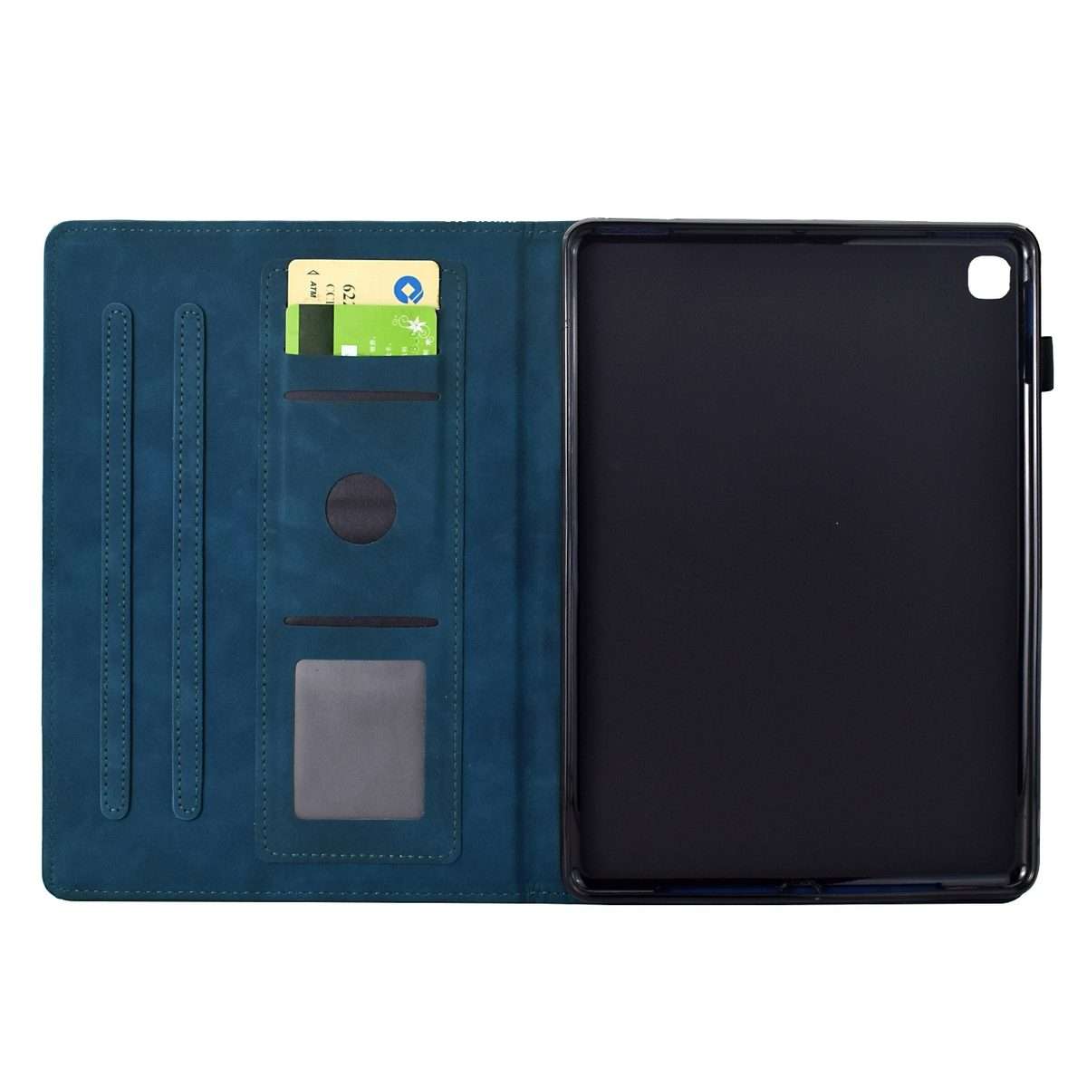 For Samsung Galaxy Tab A 10.1 2019 T510 Cats Embossed Leather Tablet Case(Dark Blue)