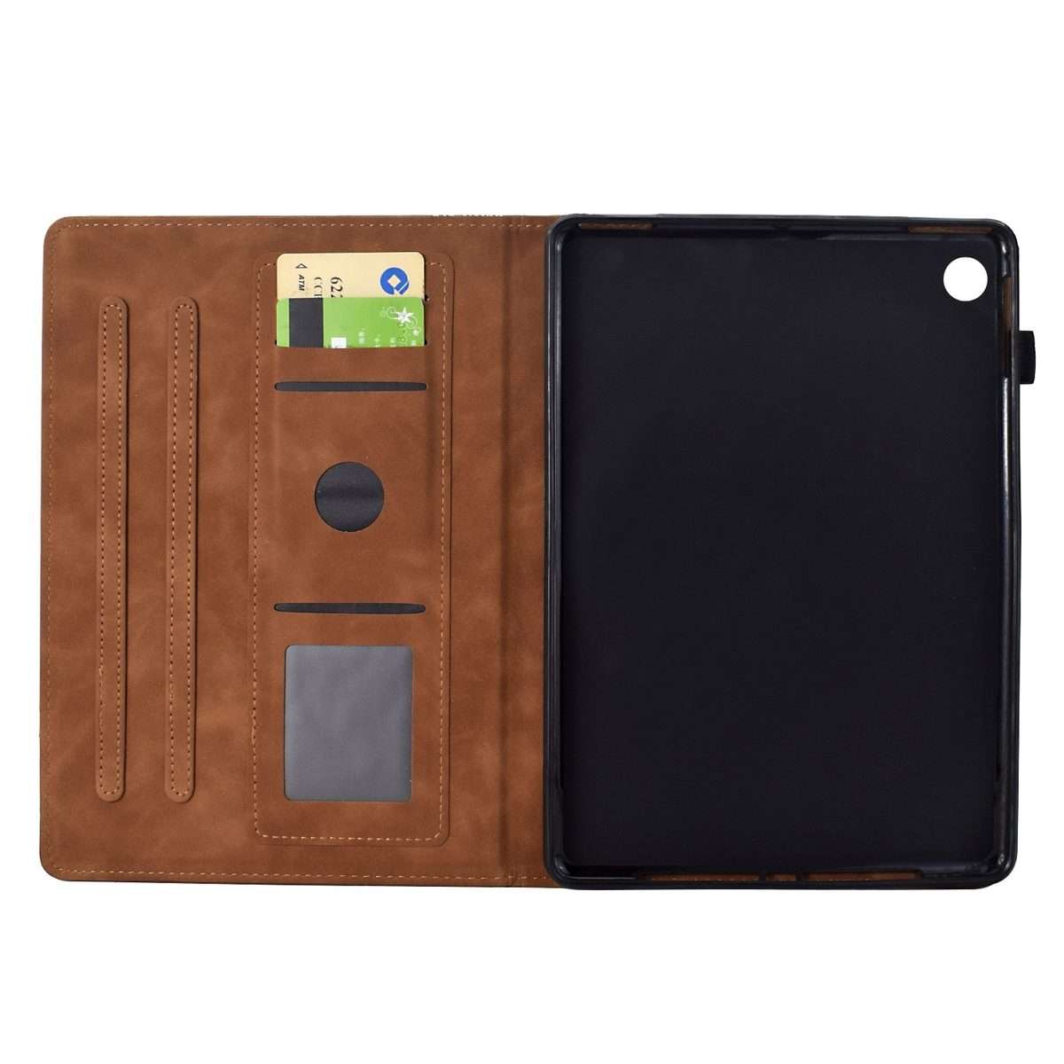 For Samsung Galaxy Tab A11 / A9 Cats Embossed Leather Tablet Case(Brown)