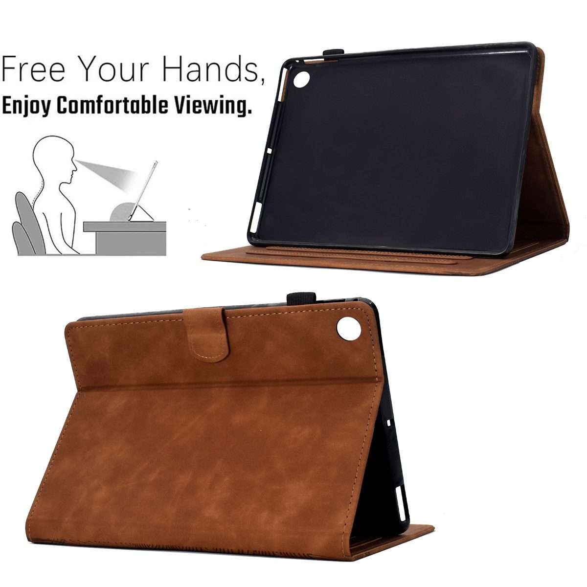For Samsung Galaxy Tab A11 / A9 Cats Embossed Leather Tablet Case(Brown)