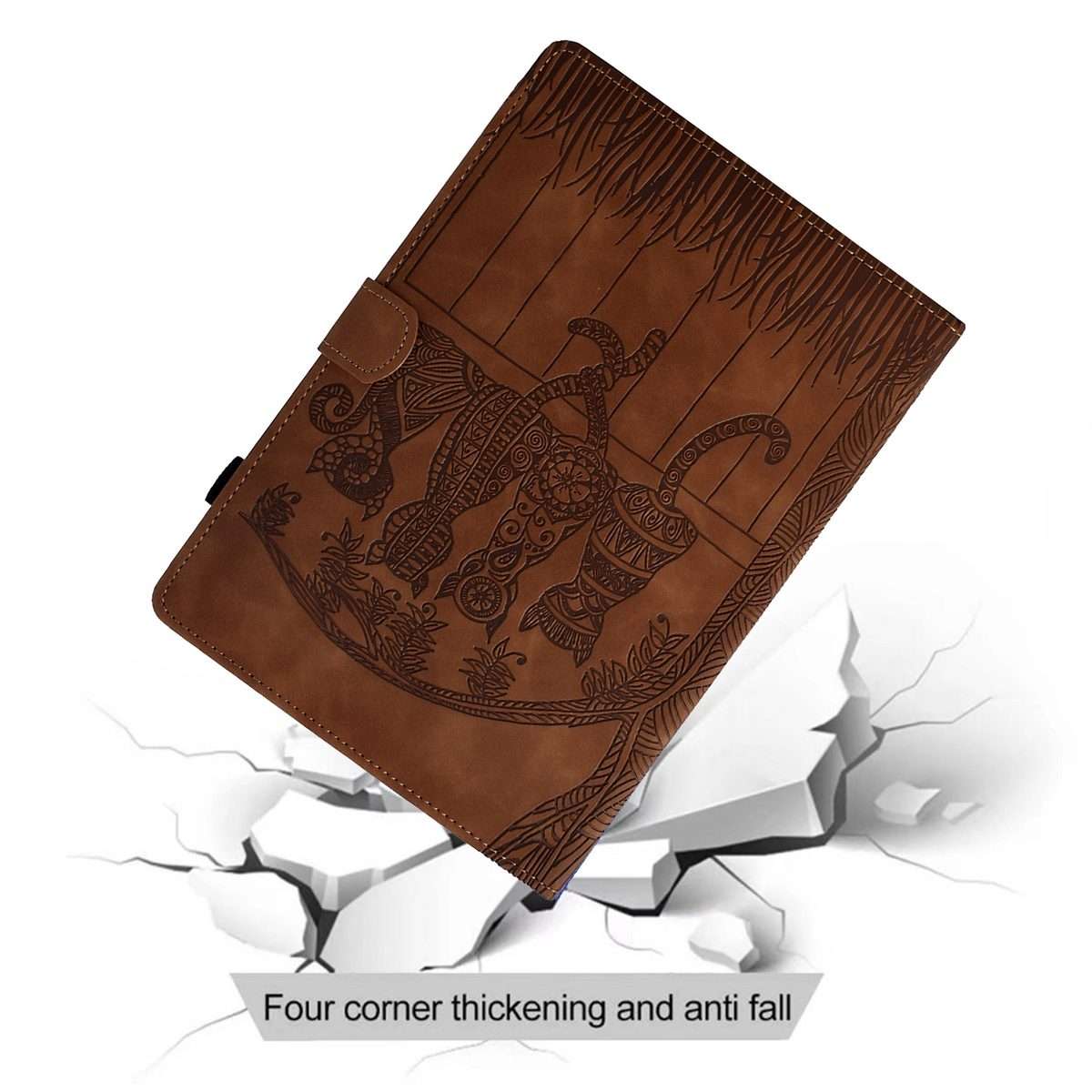 For Samsung Galaxy Tab A11 / A9 Cats Embossed Leather Tablet Case(Brown)