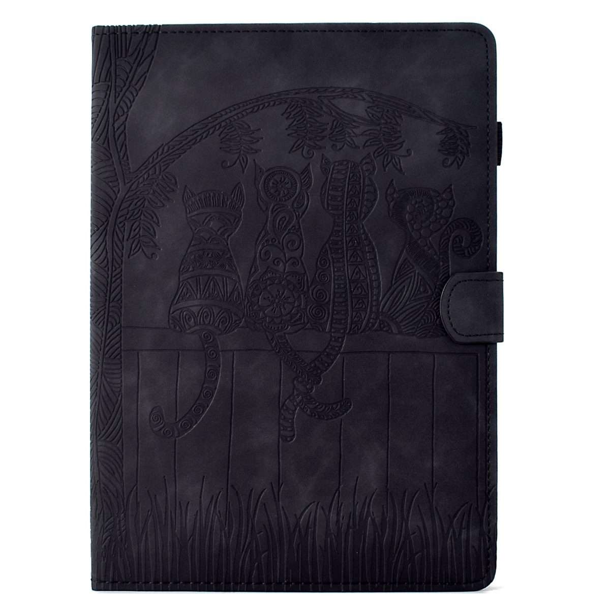 For Samsung Galaxy Tab A11 / A9 Cats Embossed Leather Tablet Case(Black)