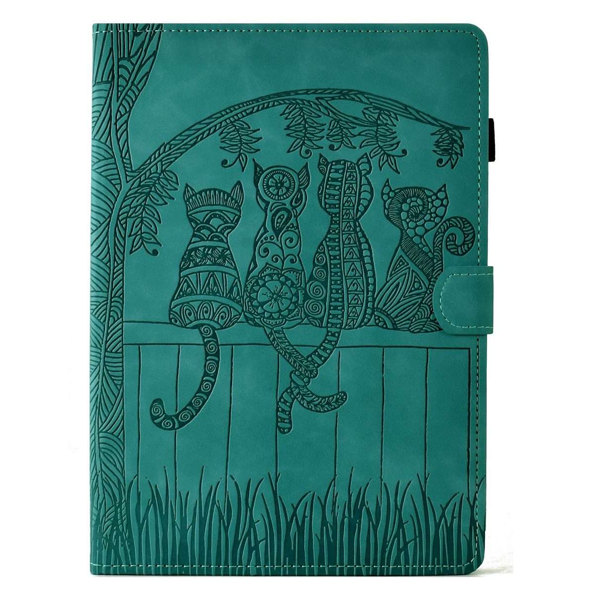 For Samsung Galaxy Tab A11 / A9 Cats Embossed Leather Tablet Case(Light Blue)