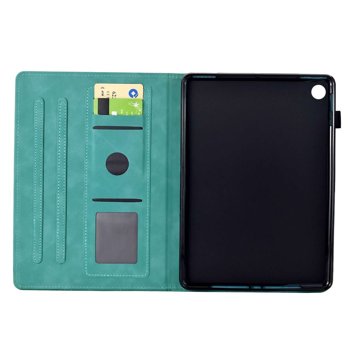 For Samsung Galaxy Tab A11 / A9 Cats Embossed Leather Tablet Case(Light Blue)