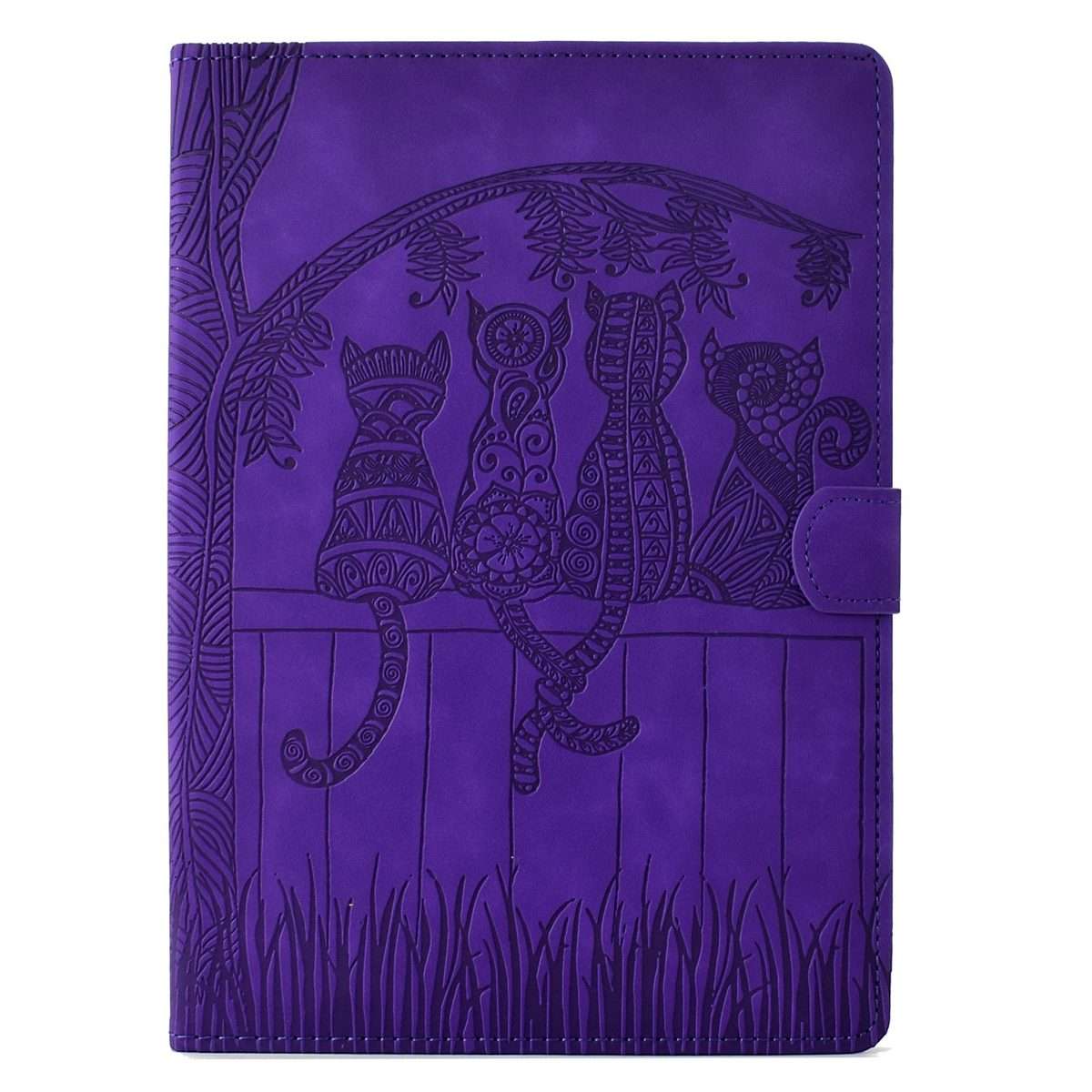 For Samsung Galaxy Tab A11 / A9 Cats Embossed Leather Tablet Case(Purple)